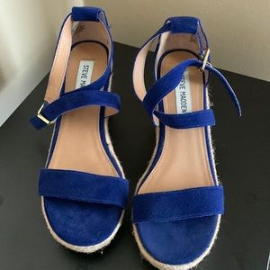 Cobalt blue strappy wedges